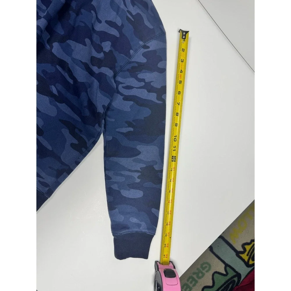 Gap Kids Hoodie Boys XL Blue Camouflage Fleece Lined Arch Logo Full Zip Cotton‎